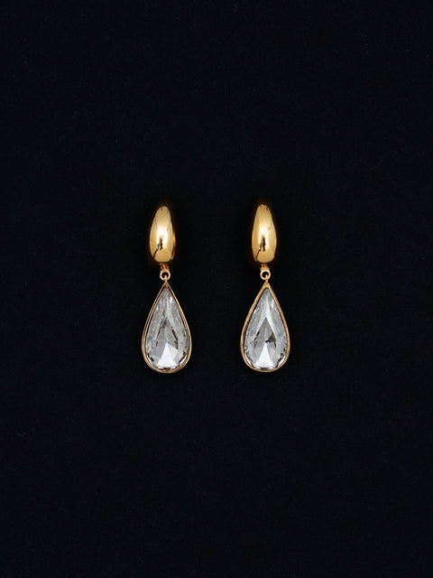 crystal teardrop half hoop earrings