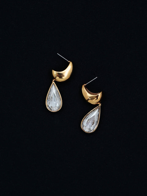 crystal teardrop half hoop earrings