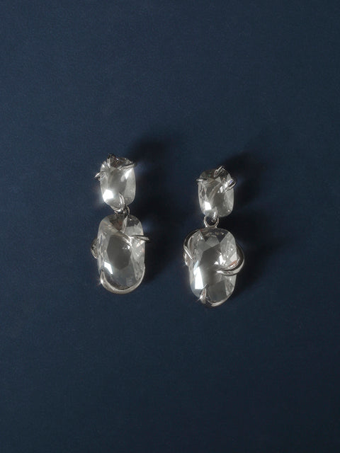 imperfect set double crystal drop earrings