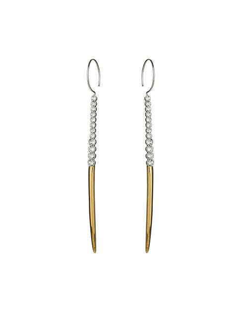 two tone crystal hook earrings