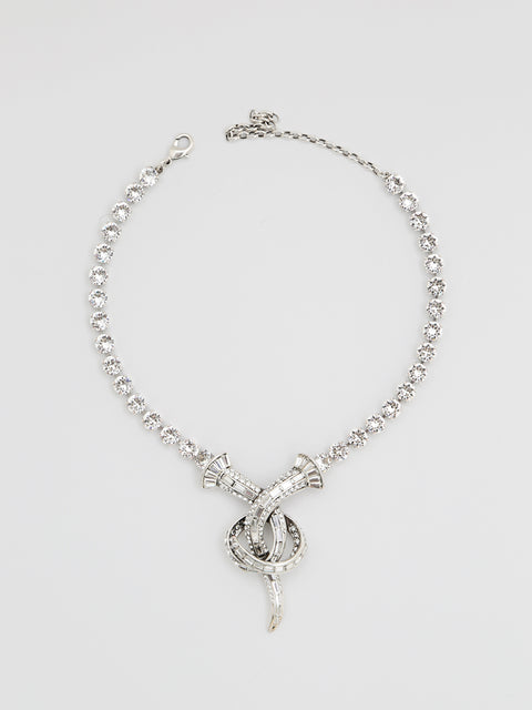 deco twisted crystal pendant necklace