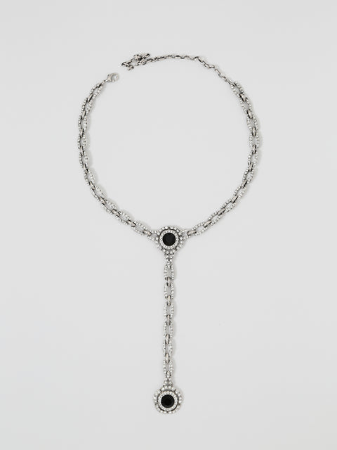 deco crystal linked drop pendant necklace