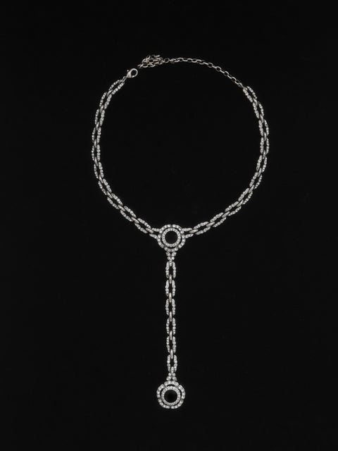 deco crystal linked drop pendant necklace
