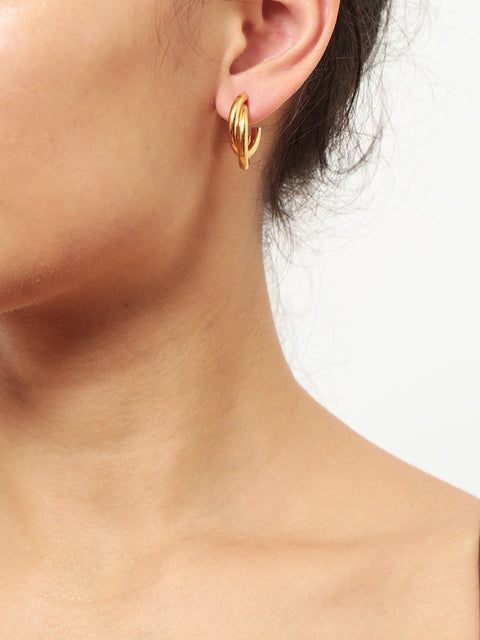 golden woven hoop earrings