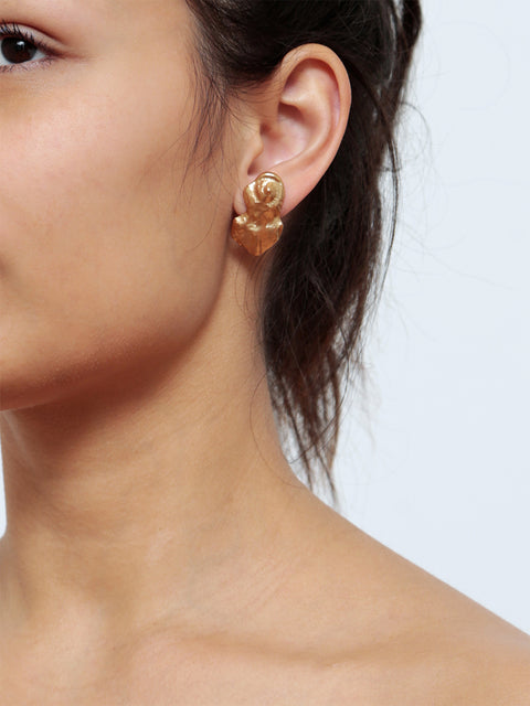 golden broken seashell earrings