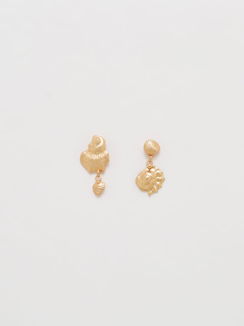golden broken seashell drop earrings