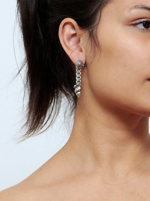 mismatched broken seashell earrings