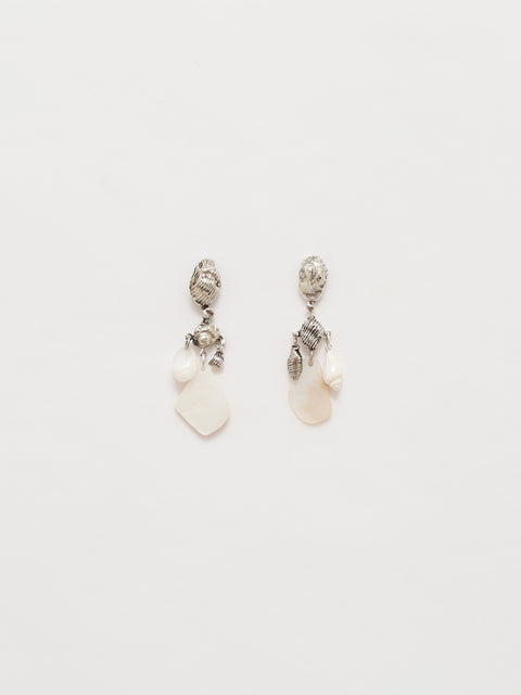 broken mixed seashell drop earrings