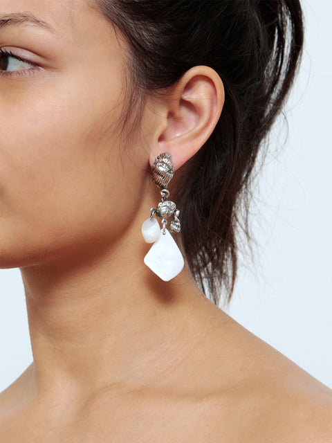 broken mixed seashell drop earrings