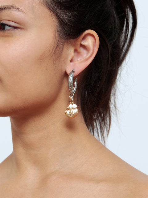 broken face hoop earrings