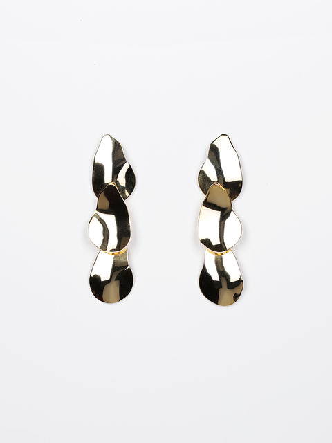 three mobile organic tear disc earrings