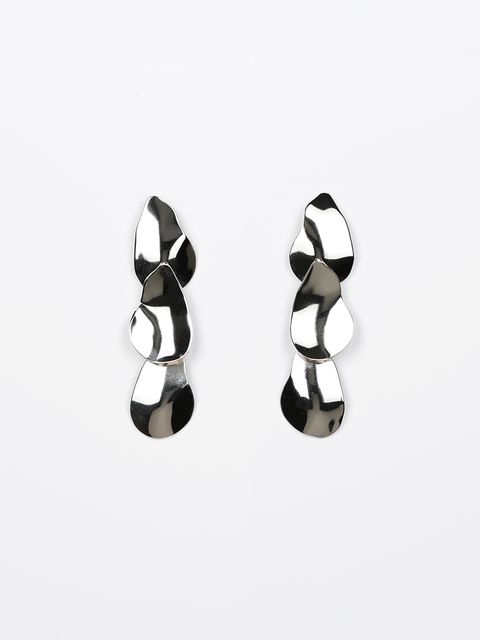 three mobile organic tear disc earrings