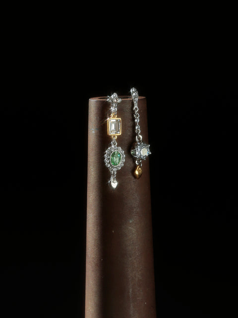 mixed charm drop earrings in pastel tone crystals