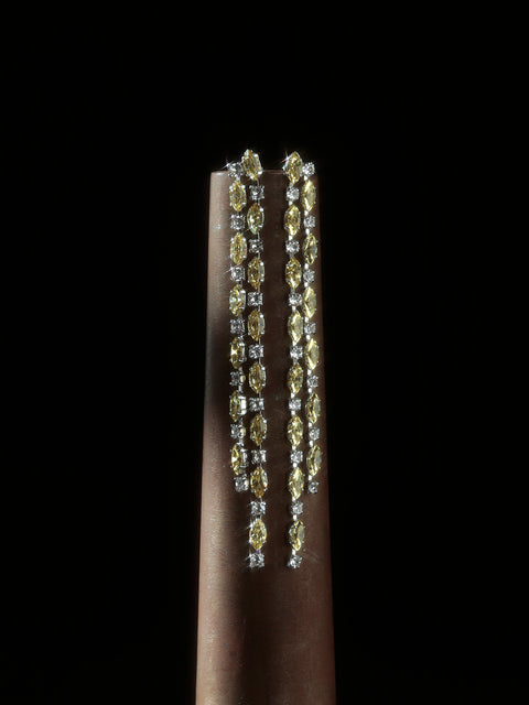 long drop marquise crystal earrings in jonquil/crystal
