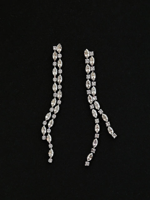 long drop marquise crystal earrings in silver shade/crystal