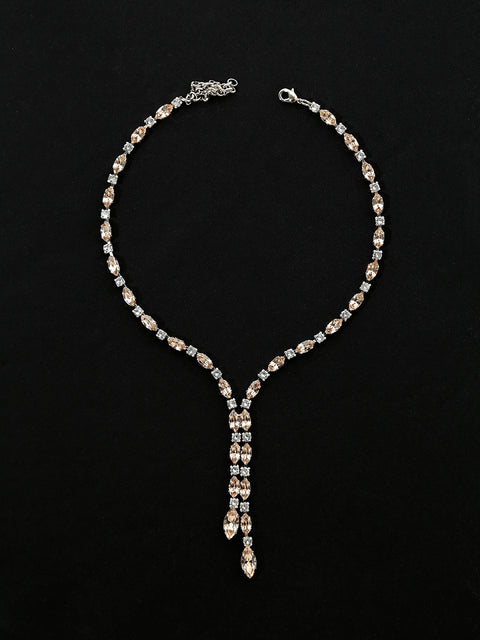 drop marquise crystal necklace in light silk/crystal