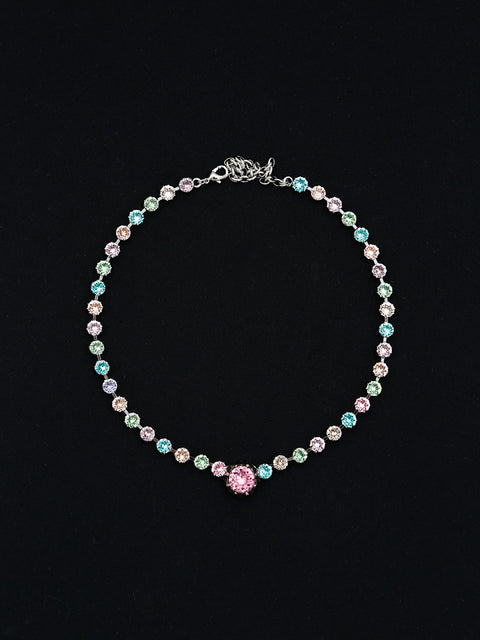 crown claw necklace in mixed pastel crystal