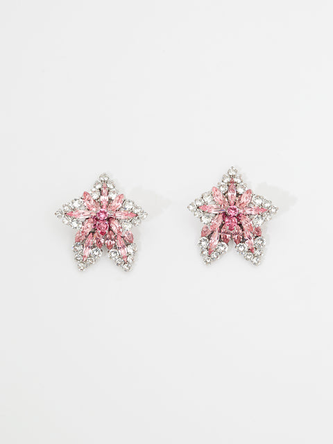 pink crystal orchid earrings