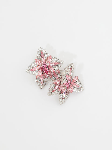 pink crystal orchid earrings