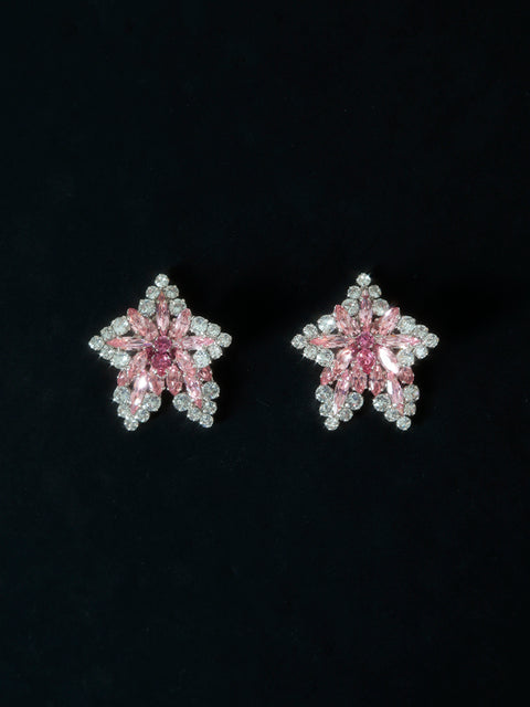 pink crystal orchid earrings