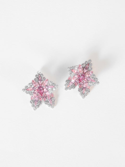 pink crystal orchid earrings