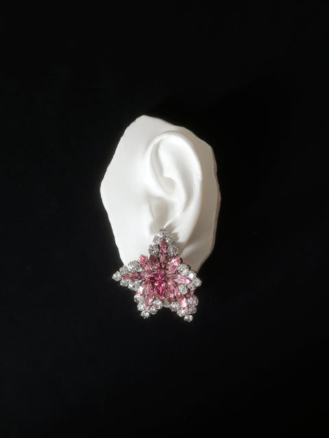 pink crystal orchid earrings