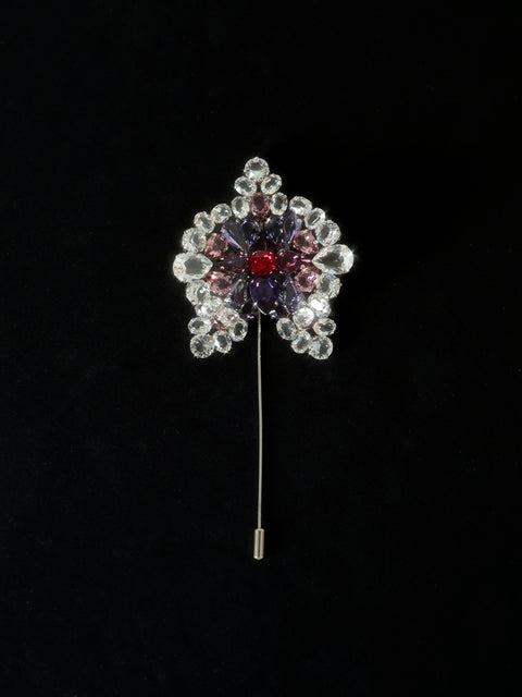 purple-pink crystal orchid pin