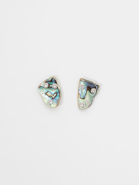 crystal studded pāua shell earrings II