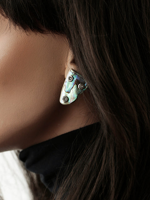 crystal studded pāua shell earrings II