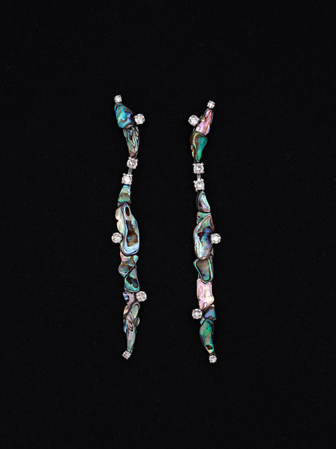pāua shell long drop earrings