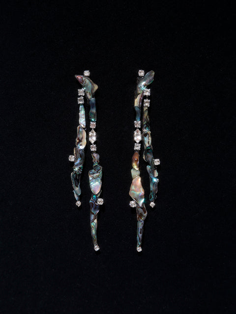 pāua shell double long drop earrings
