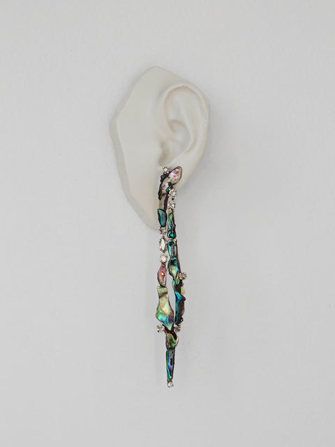 pāua shell double long drop earrings