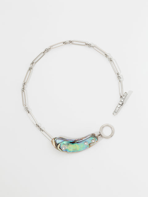 crystal studded pāua shell necklace II