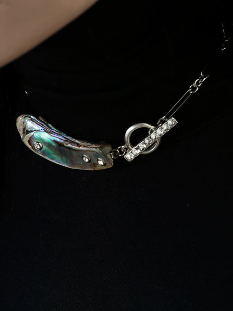 crystal studded pāua shell necklace II