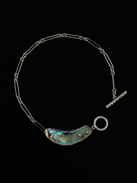 crystal studded pāua shell necklace II