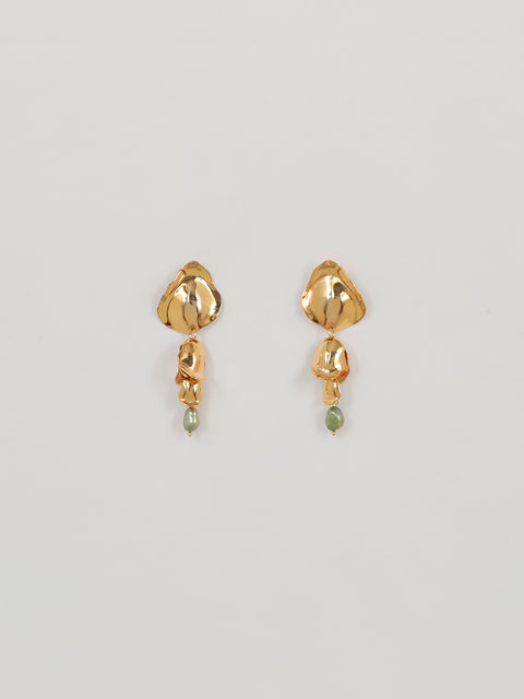 petals and green pearl drop earring