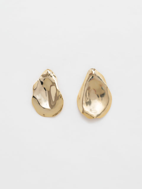 golden large petal earrings