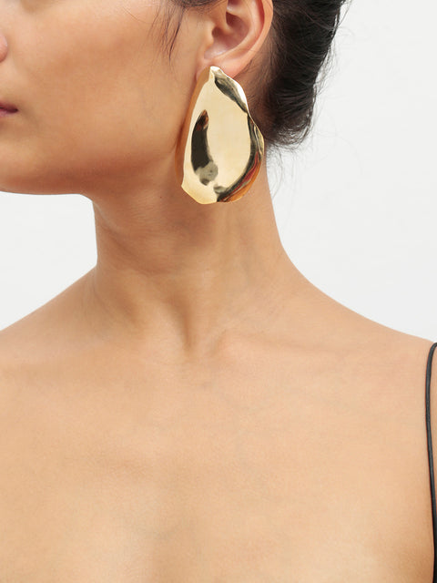 golden large petal earrings