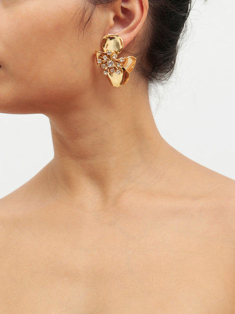 golden flower earring