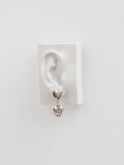 mismatched heart drop earrings