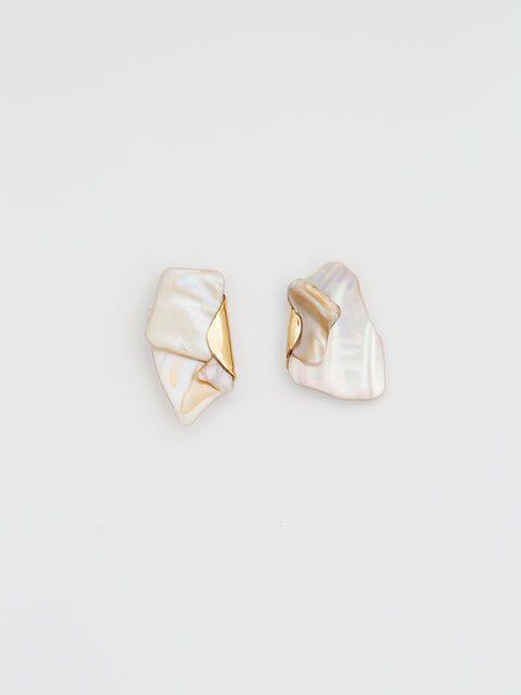 stacked white shell earrings I