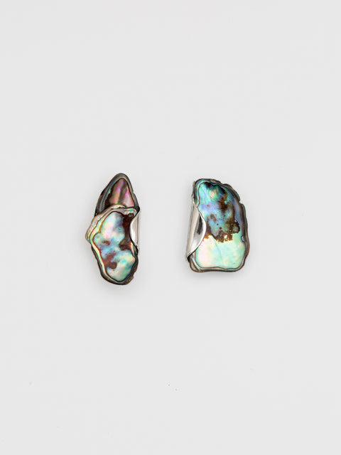 stacked paua shell earrings I