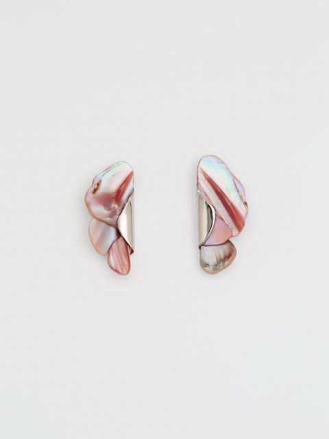 stacked pink shell earrings I