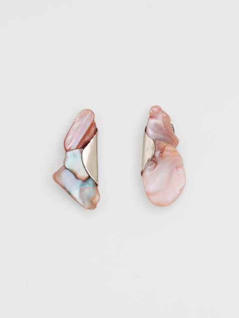 stacked pink shell earrings III