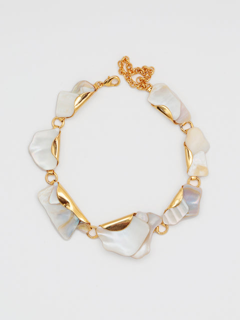 stacked white shell necklace