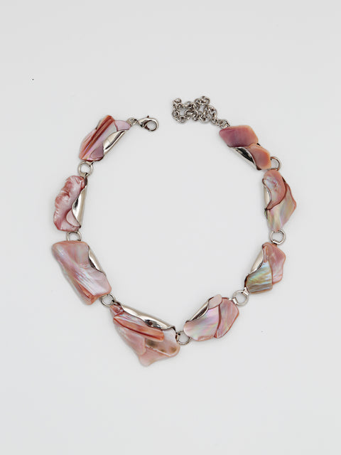 stacked pink shell necklace