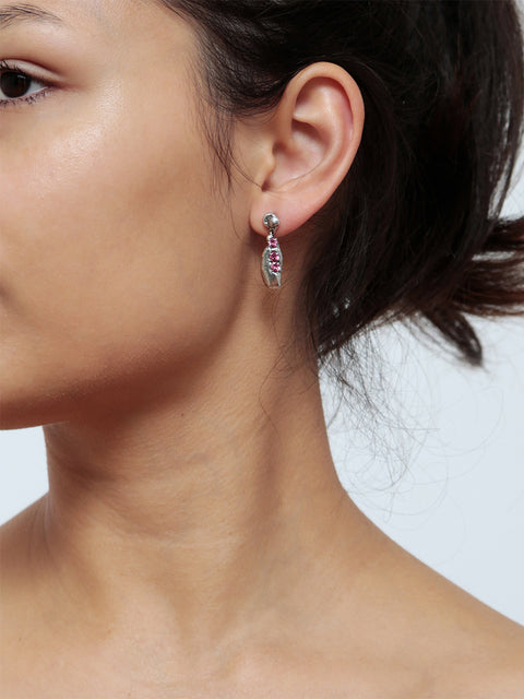pink crystallized mini molten drop earrings