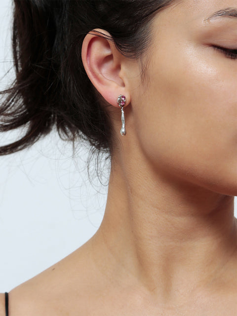 pink crystallized mini molten drop earrings