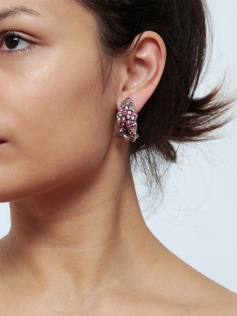 pink crystallized molten hoop earrings