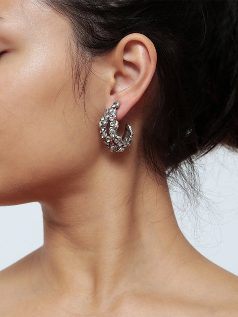 crystallized molten hoop earrings